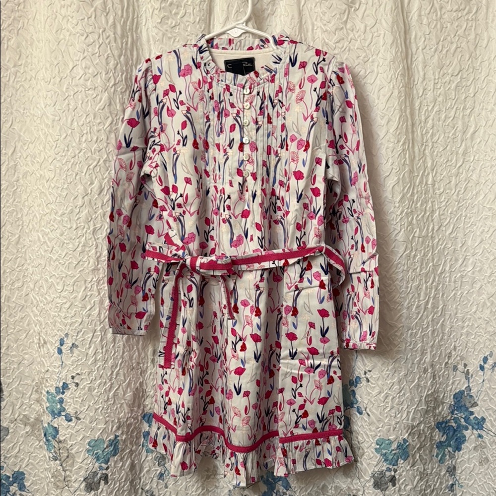 Oscar de la Renta Pink and Blue Floral Dress size 8